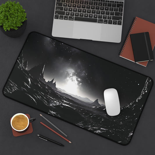 Black and White Cosmos Desk Mat