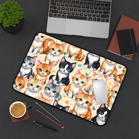 Many Cats Pattern Desk Mat