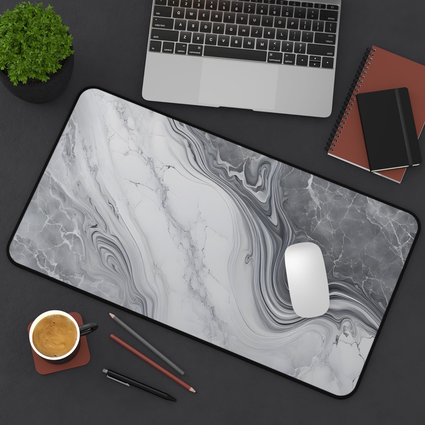 White Marble Texture Desk Mat