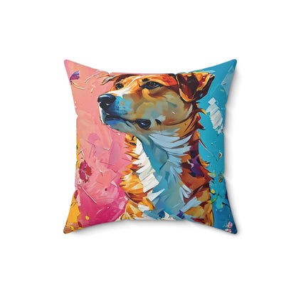 Painted Dog Square Pillow