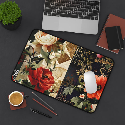 Abstract Flowers Collage Desk Mat