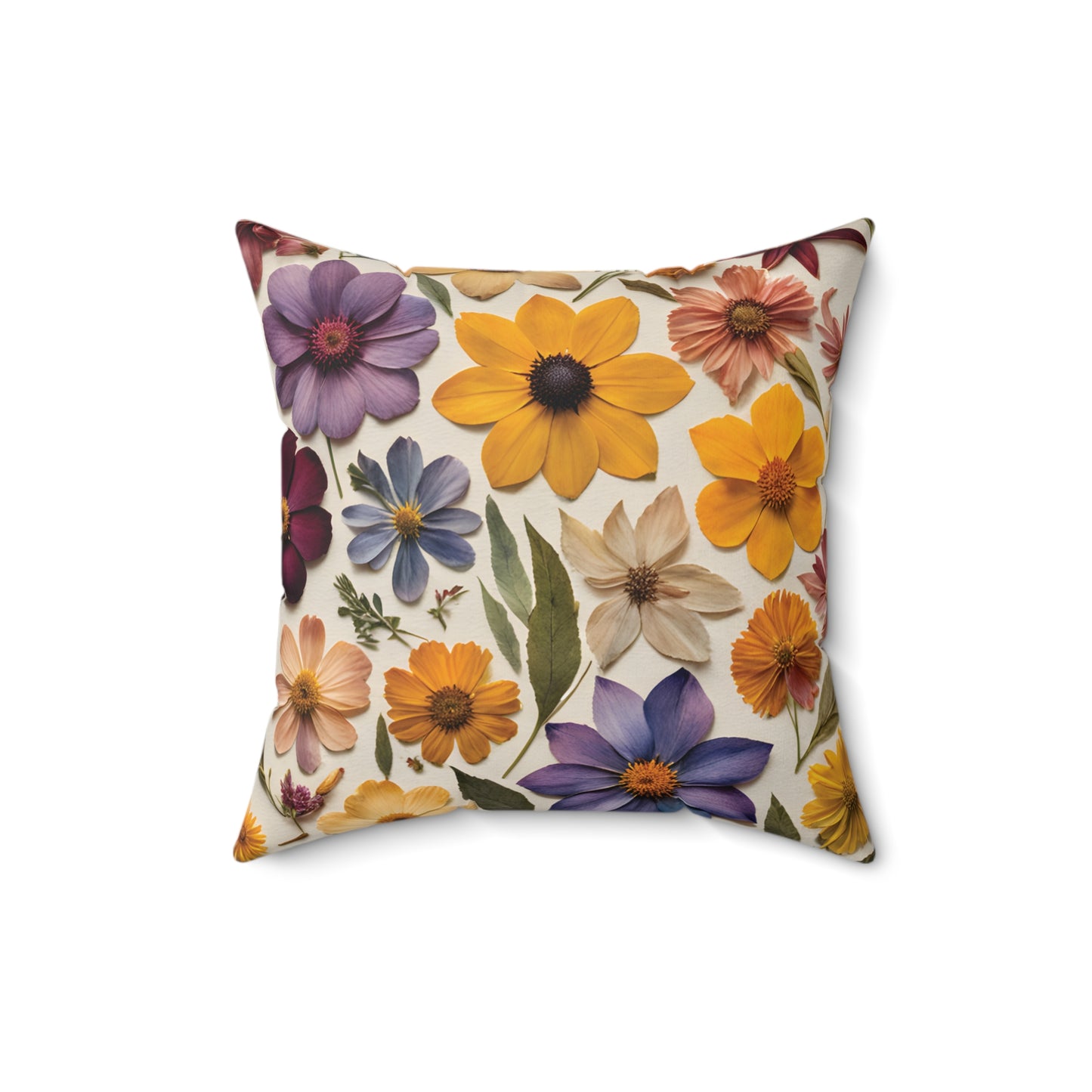 Pressed Flowers Square Pillow